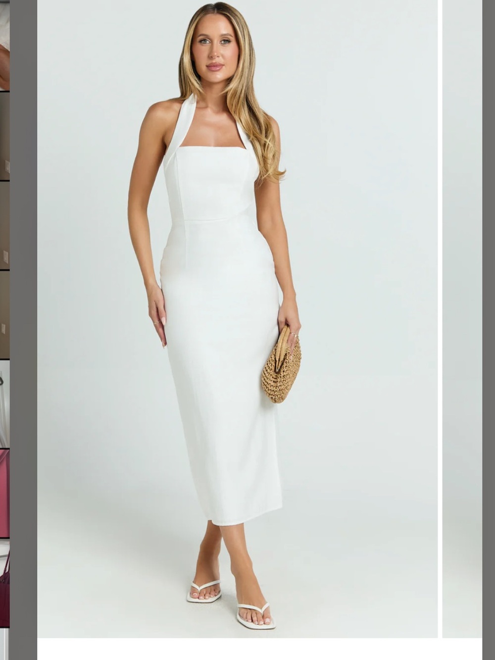 Showpo White Halter Midi Dress S